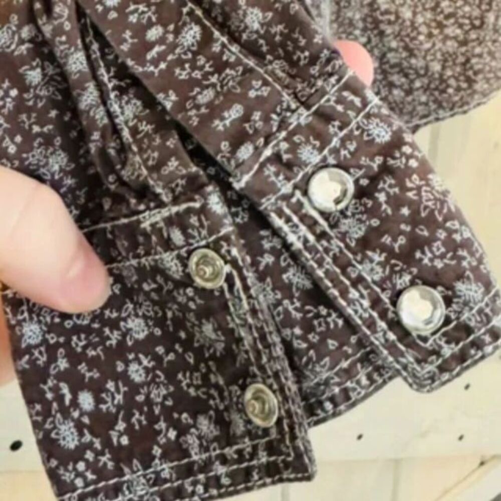 Cedar Rose Brown Floral Western Snap Button Shirt Women's Size Small - Picture 7 of 8